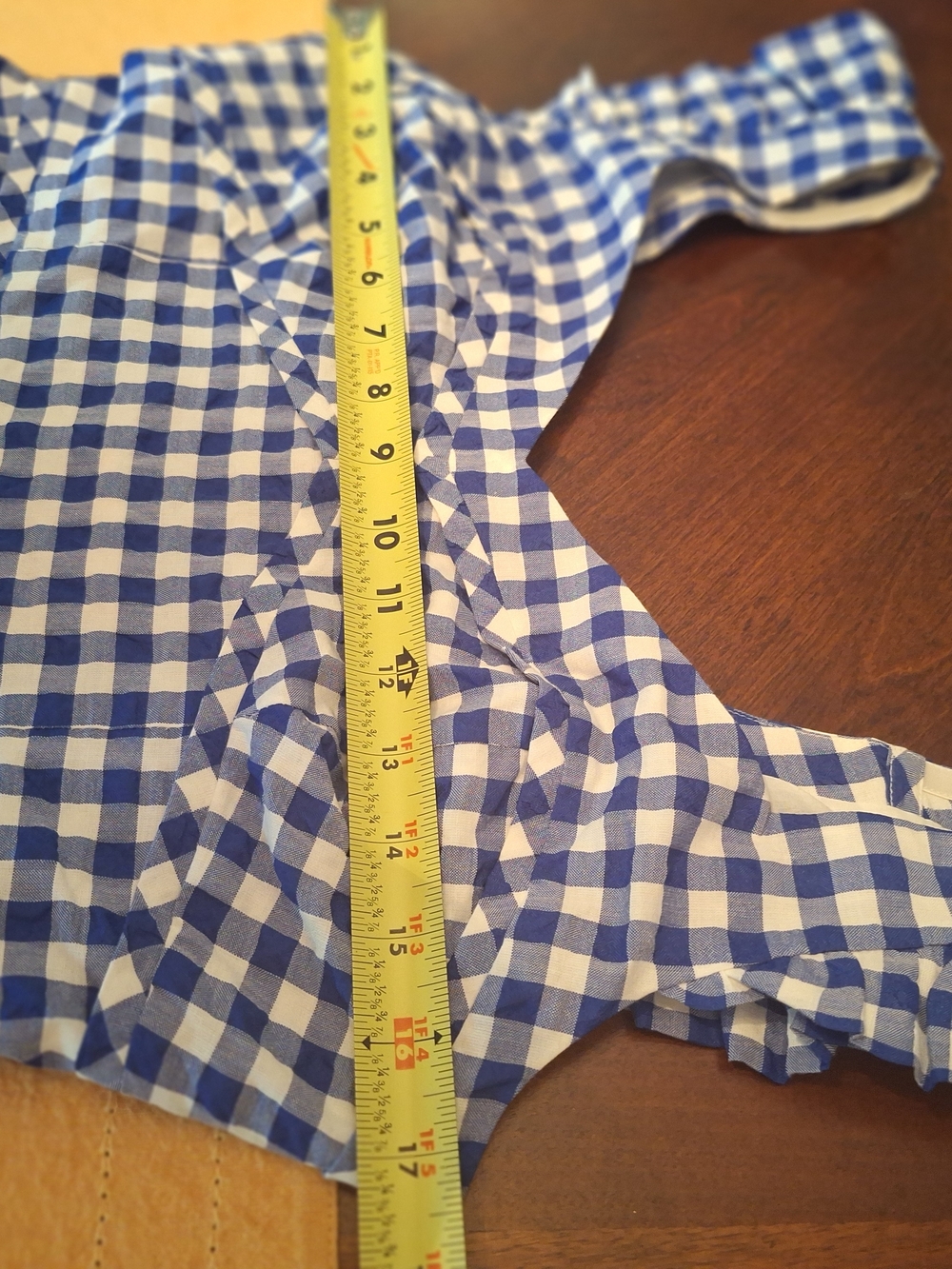 Farm Girl Kate Spade Blue and White Gingham Ruffle Dress Sz 8 - Picture 16 of 16